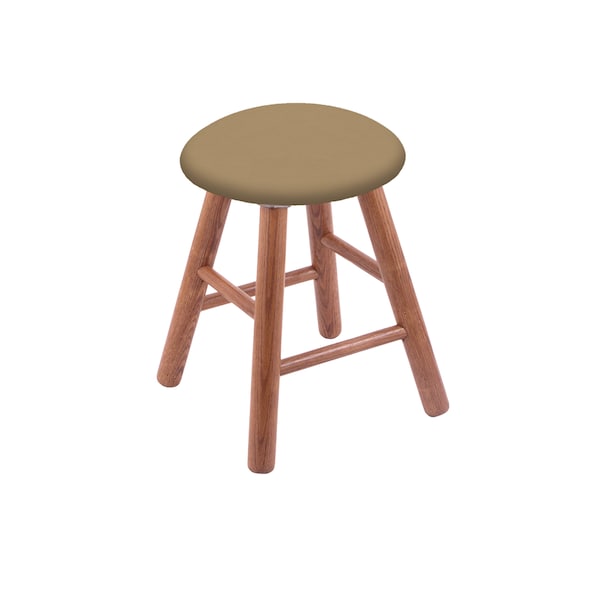 Oak Vanity Stool, Medium Finish, Graph Poppy Seat